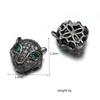 Handmade DIY Copper Inlaid Zirconium Leopard Head Round Hole Loose Bead Pendant Accessories
