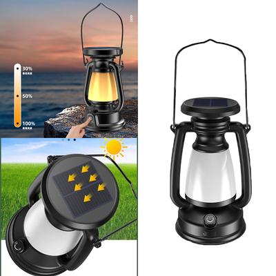 USB Rechargeable Outdoors Retro Camping Light Portable Camping Lanterns Hanging Tent Light Stepless Dimming with Solar Charging