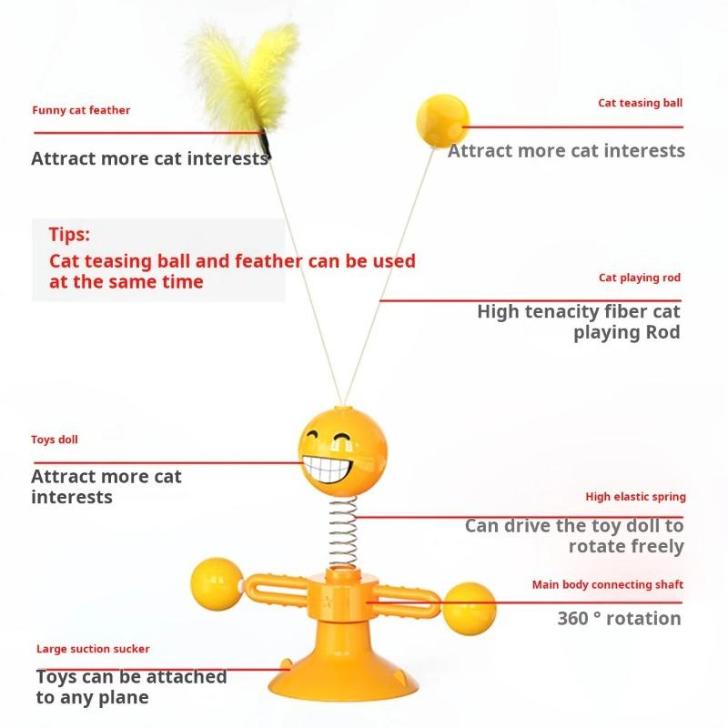1pc Fur Spring Cat Toy Suction Cup Multicolored Teaser Wand Pet Interactive Toys Cat Scratcher Toys Supplies for Cat Dog Play