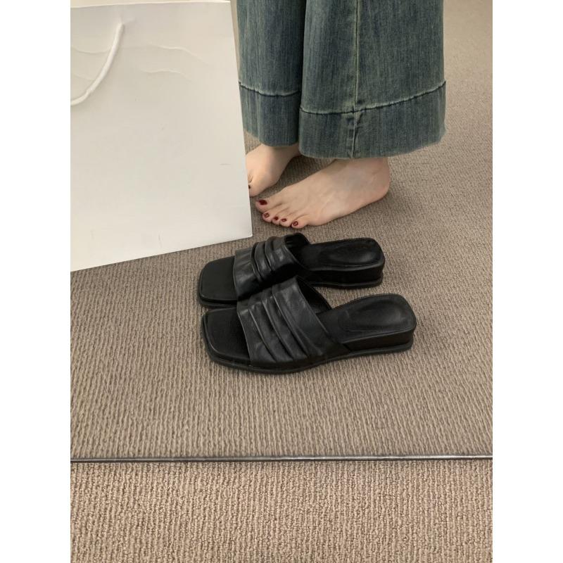 Folded Linen One-word Open-toed Thick-soled Slippers for Women To Wear In Summer, New Models Are Not Tired, Casual Beach Cool Slippers