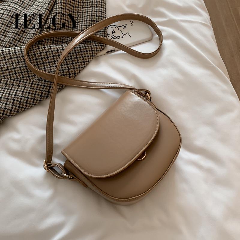 IELGY Korean Style Crossbody Saddle Bag Fashion French Niche Shoulder Bag