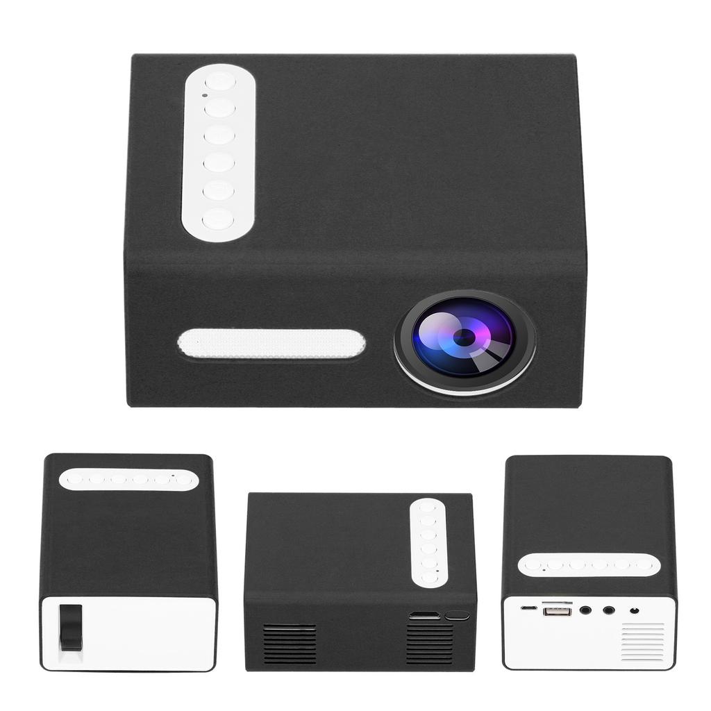 Mini Heimprojektor Tragbarer LED Heimmedien Videoplayer Kinderkino T300 (Schwarz-Weiss )