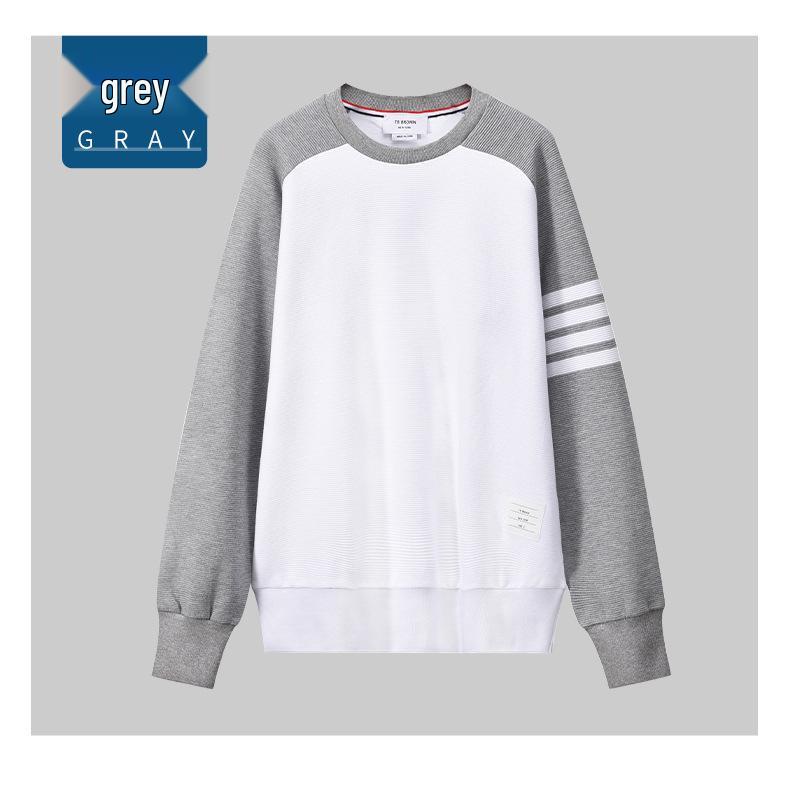TB BROWIN2025 Autumn Water Ripple Raglan Sleeve Color Block Casual Crew Neck Sweatshirt