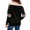 Fashion Leopard Print Pullover Autumn Sexy Off Shoulder Sweaters Loose Winter Clothes Warm Knit Bottoming Tops  29446