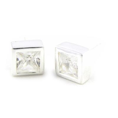 [G1962] - White 'Essential' Silver Earrings 7 Mm