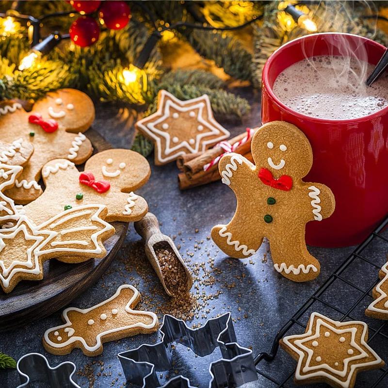 9pcs/set Stainless Steel Easter Cookie Mold Jam Hollowed Out Flip Sugar Cookies Christmas Cutting Mold Baking Tools