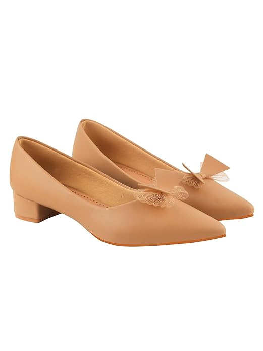 Shoetopia Women's Pointed Toe Ballet Flats | Elegant Slip-On Dress Sandal with Bow Detail | Comfortable Office, Party & Casual Footwear