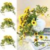Yellow Artificial Sunflower Bonsai White Flowerpot Desktop Ornament Lifelike Flower Potted  Gift