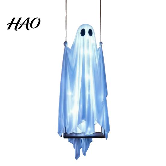 Holiday Ritual Gift Idea Halloween Hanging Ghost Decoration, Outdoor Swing Ornament for Unique Home Porch Yard Garden, Weather Resistant Party