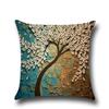 Three-dimensional Oil Painting Trees Flowers Cotton Linen Cushion Pillow Case Car Waist Cushion Cover