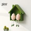 Wall Shelf Wood House Display Shelf, Mounted Decorative Floating Kids Room Small Toys Dolls Organizer for Entryway, Living Room, Nursery