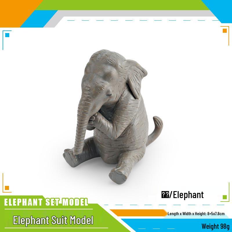 Cross-Border Children s Wild Animal Elephant Model Toy - Includes African, Asian, and Praying Elephants for Decorative and Play Uses