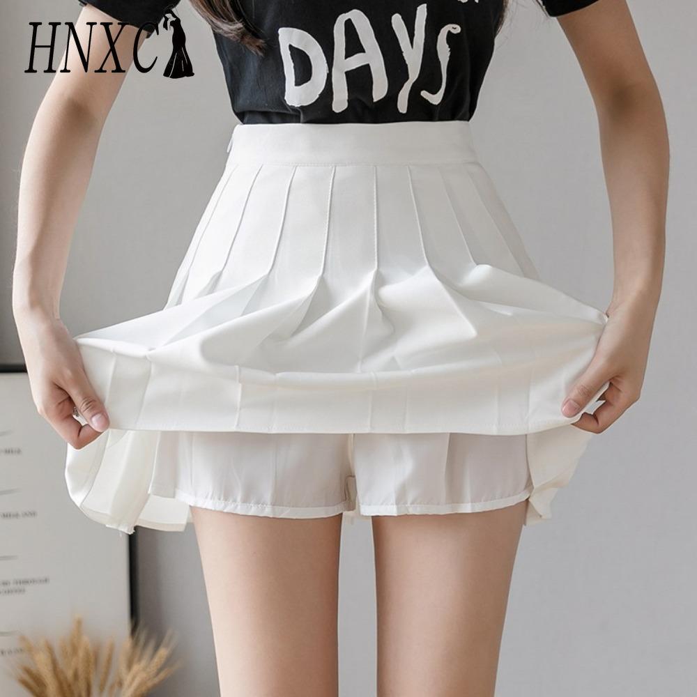 HNXC Fustă de vară de primăvară pentru femei, modă casual, culoare solidă, cu imprimeu