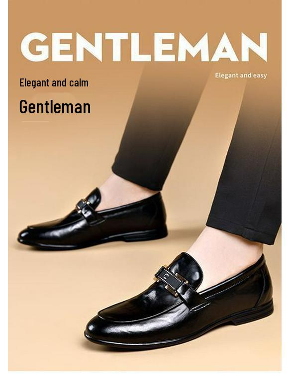 2025 Men's Summer Leather Slip-On Loafers: Soft, Breathable, Deodorant, Low-Cut Shoes for Business & Casual Wear