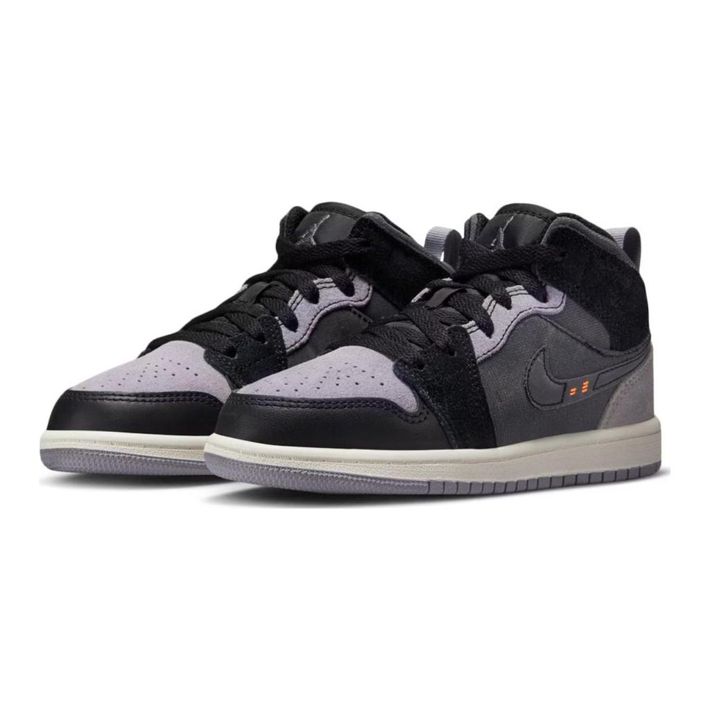 Air Jordan 1 Mid SE Craft PS Inside Out - Black Kids Sneakers Light-Graphite Sail Cement-Grey DV0436-001