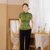 Blusa Elegante de Satén para Mujer Estampado de Flores Camisa Cheongsam Estilo Chino Tradicional Ropa Tang Disfraz de Verano Otoño