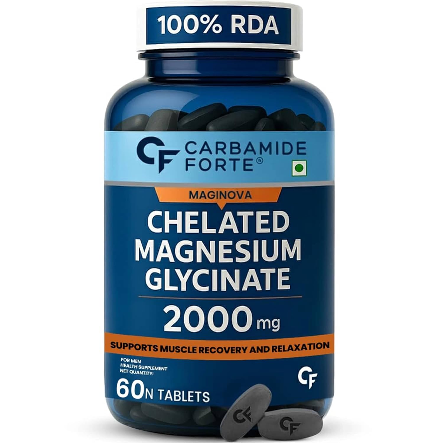 

Carbamide Forte Magnesium Glycinate 2000mg Supplement 60 Veg Tablets Muscle Recovery Sleep Support