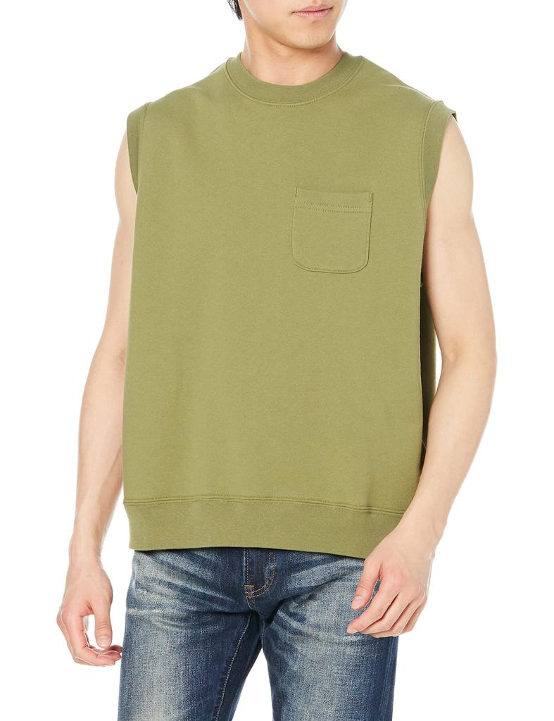 Champion 9oz Loose Fit Oversized Sweat Made In Size L Men's Fleece-Lined Vest, USA, C5-V001, Olive,