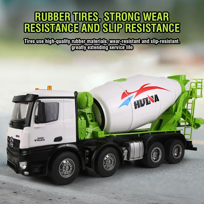 HUINA 1:14 Large RC Cement Mixer Truck 12CH Remote Control Mixer Trucks Simulation Engineering Vehicle Toy Concrete Mixing Cars