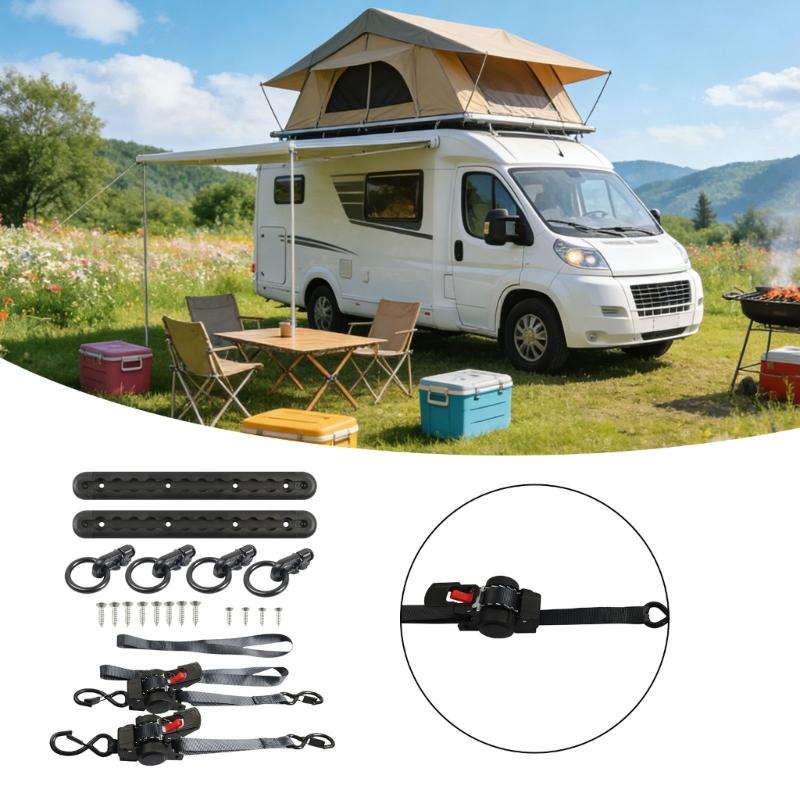 Pack Of 1 Black Aluminum Track Tie Down System With 2000LB Capacity Ratchet Straps For Cargo Transport In Vehicles
