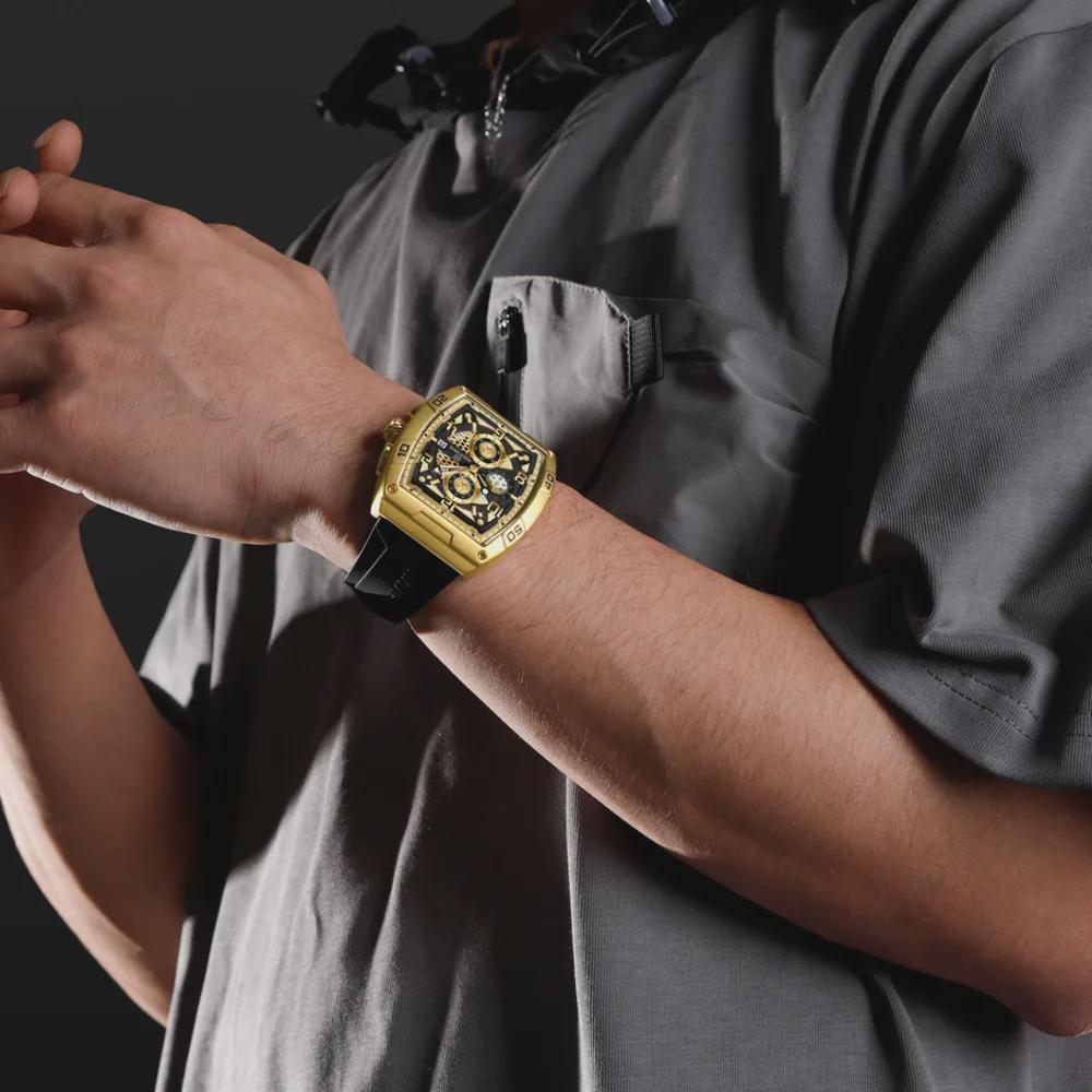 Creative Barrel-Shaped Small Dial Men Wristwatch Waterproof Quartz Watches Chronograph Date Display Reloj Hombre