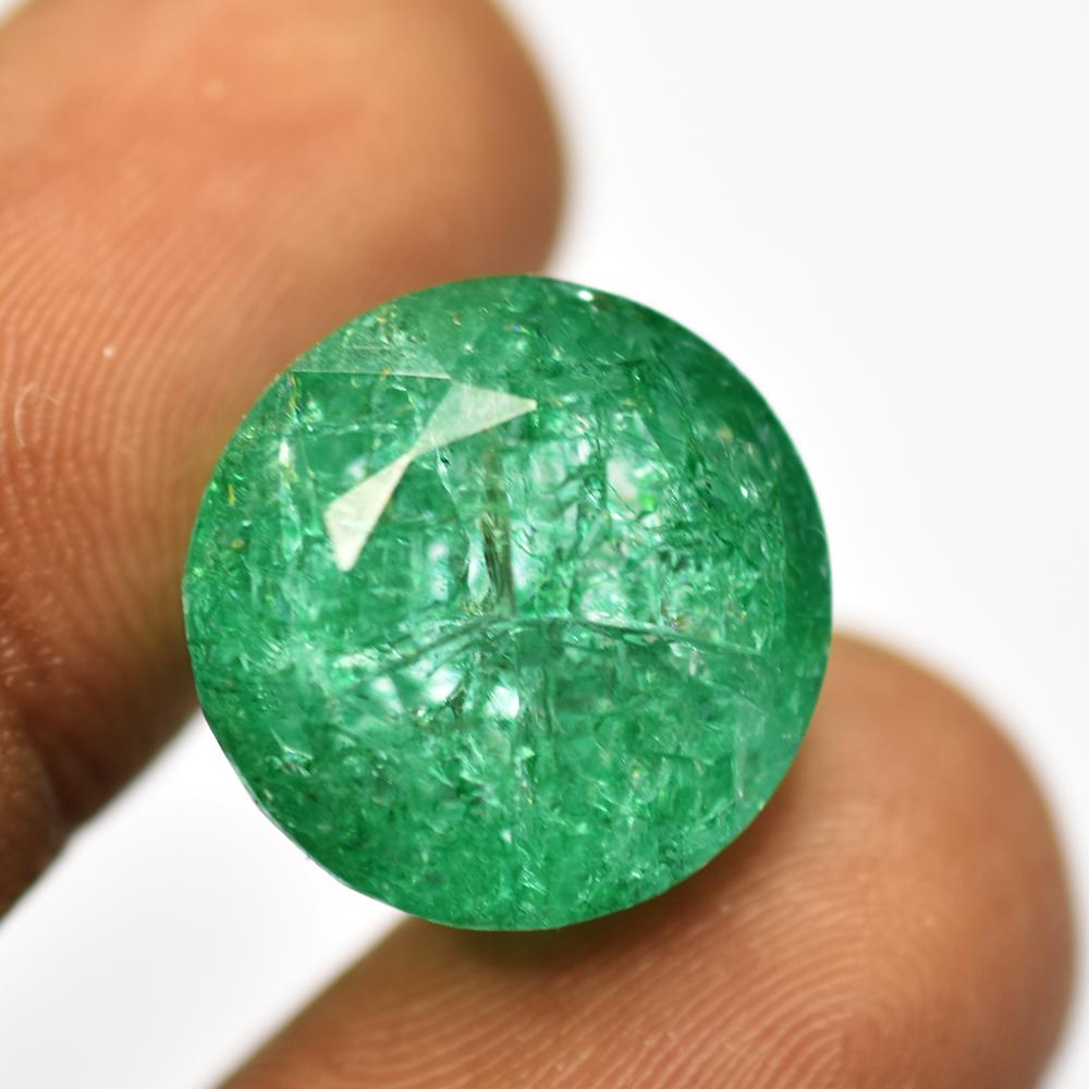Natural Green Emerald Loose Gemstone Flawless Round Cut 26.35 Ct for Jewelry Making and Crafts