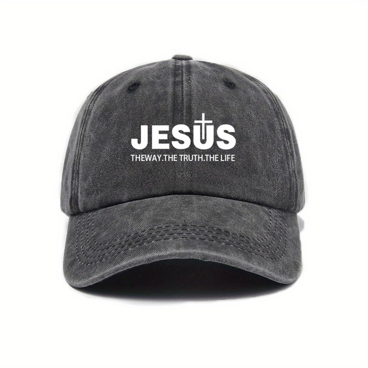 Jesus The Way The Truth The Life Washed Baseball Cap Vintage Denim Adjustable Outdoor Sun Hat One Size