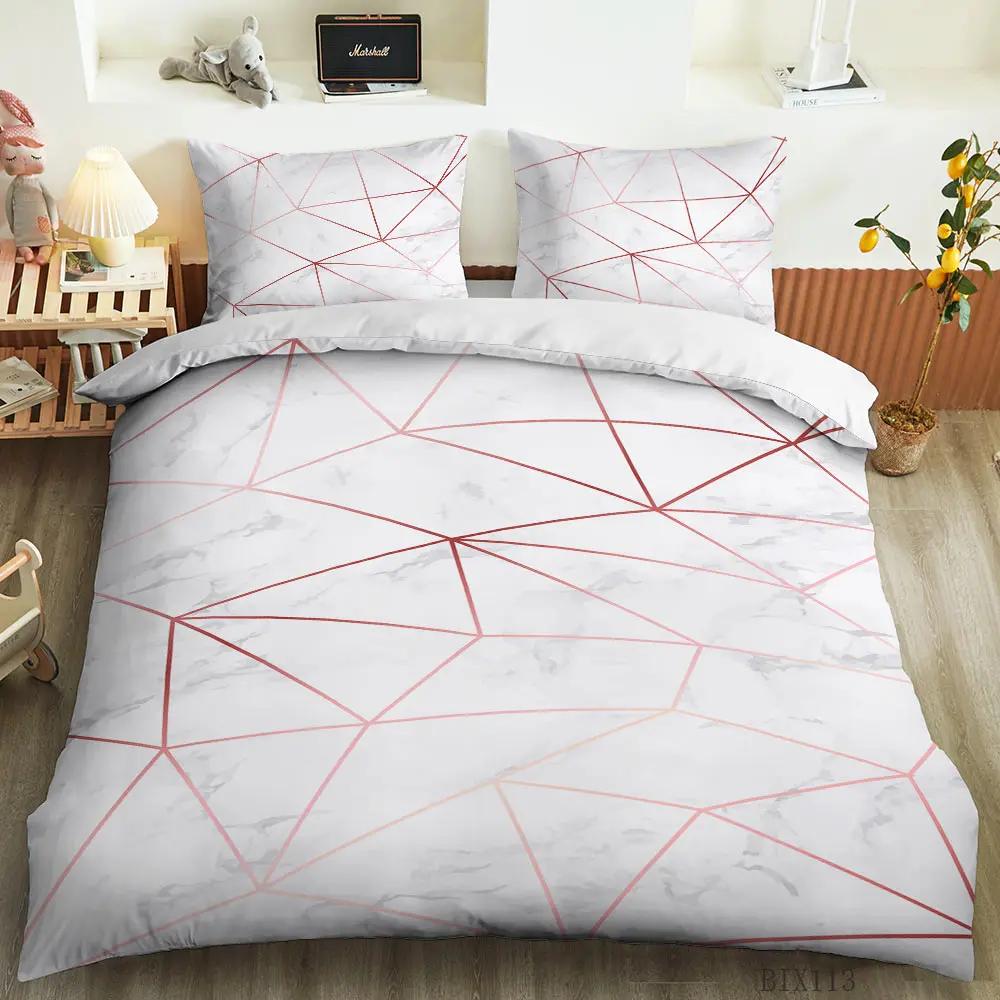 Marble Duvet Cover Set Marble Bedding Set Blue Gold Abstract Texture Kid Bedclothes Double Queen King Size Polyester Quilt Cover