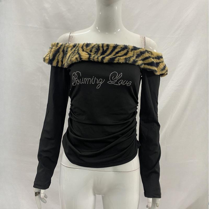 European and American slim fit sexy y2k letter printed exposed navel strapless top
