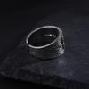Silberfarben Zweifarbig Gehämmert Textur Breiter Ring Ägyptisches Auge des Horus Symbol Verstellbar Retro Altes Ägypten Unisex Finger