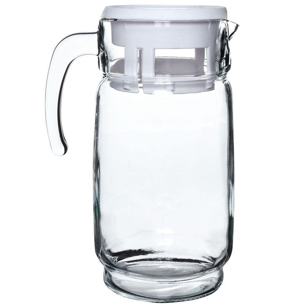 Jug for Drinks, Water, Juice, Lemonade, Glass with Lid, Large, 2L