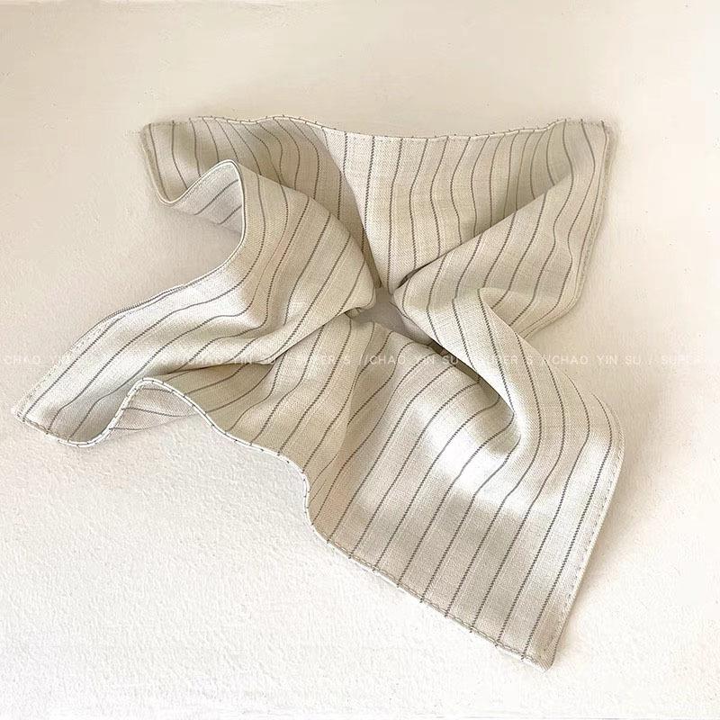 Korean style striped fabric square scarf large intestine hair tie women's new temperament low ponytail head rope high-end hair accessories