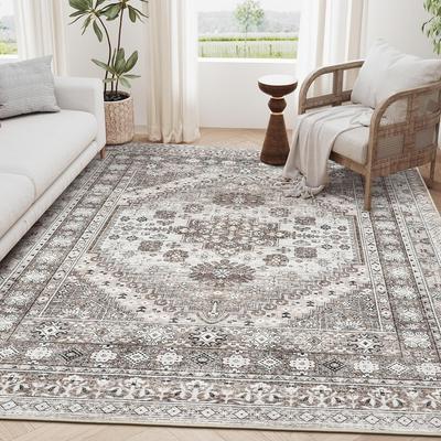 Vintage Floral Rugs Soft Accent Area Rug Large Size Rugs Low-Pile Carpet for Living Room Bedroom Home Decor