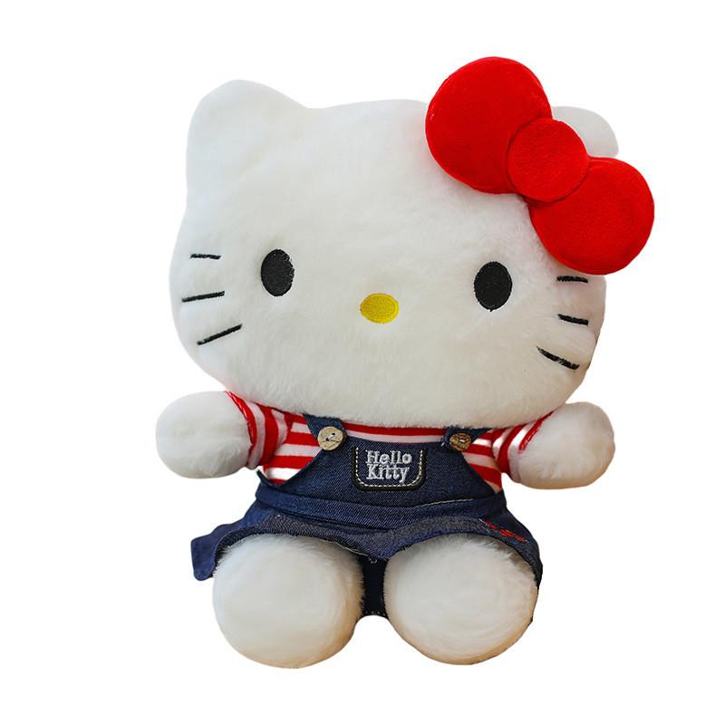 Hellokitty Plush Toy With Denim Dress For Kids And Collectors
