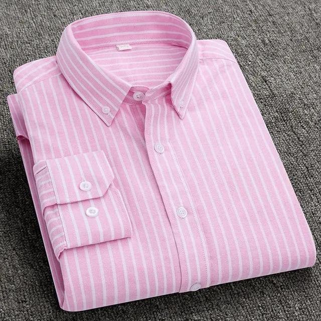 S-6XL Oxford Shirts for Men Long Sleeve Pure Cotton Solid Stripe Leisure Embroidered Horse Streetwear Business Plain Office 6XL