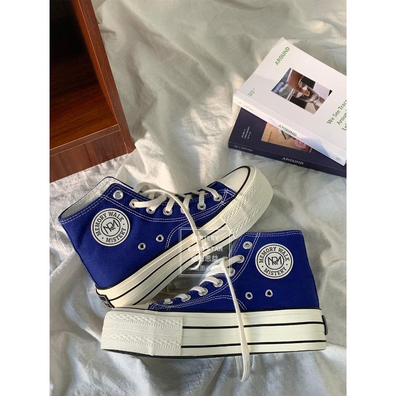 Thick-soled heightening canvas shoes female student muffin shoes 609