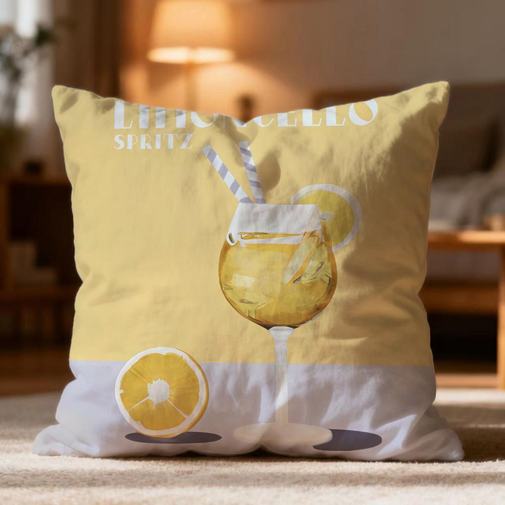 Popular Limoncello Cocktail Cushion Cover Soft Washable Pillow Case Multi-Scene For Couch Bed Travel Office Use
