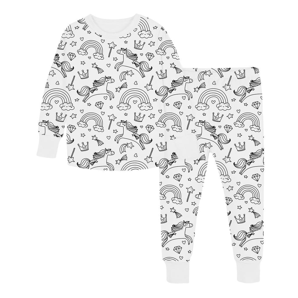 Kinder DIY ausmalbares Graffiti Pyjama-Set. Hautfreundliche, atmungsaktive Baumwolle, ungiftige Pigmente. Fördert praktische Fähigkeiten Für Kinder