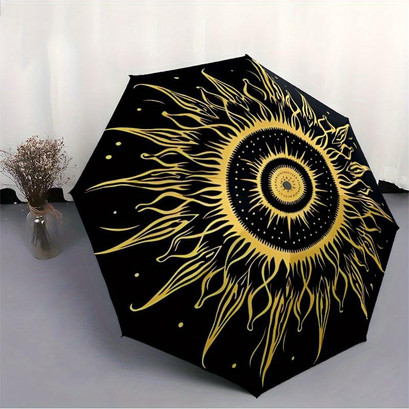 1pc Celestial Sun Design Automatic Umbrella - 8-Rib Foldable Design, Outdoor Adventures, and Family Celebrations Yy250829060