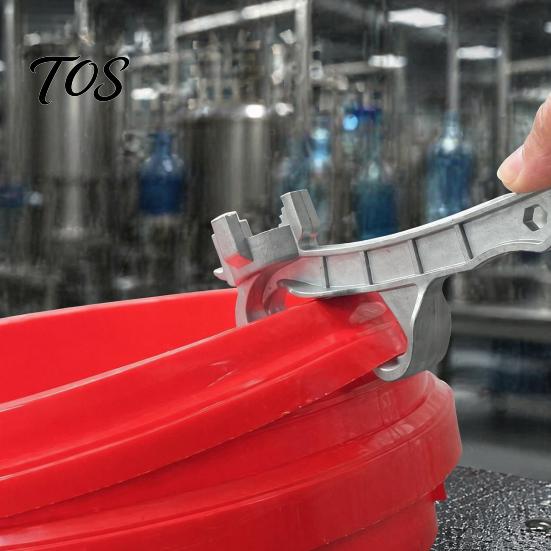 Ergonomic Drum Wrench Aluminum Alloy Barrel Tool, 7 in 1 Bucket Opener, 5-55 Gallon Pail Industrial Opener Multi-function Paint Can Lid Remover