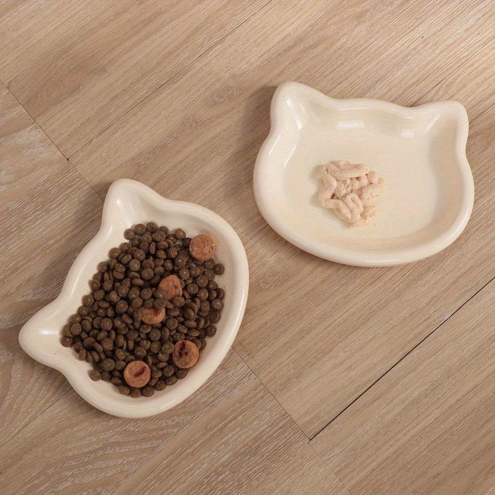 Mehrfarbige Plastik-Katzennapf, in Cartoon-Katzenform, Schnurrhaar-freundlicher Napf für Katzen und kleine Hunde - Geeignet für Trocken-/Nassfutter und Wasser