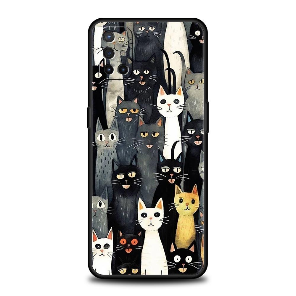 Coque souple à motif chat pour OnePlus 12, 11, 10, 9 Pro, 9T, 12R, 10R, 9R, 9RT, 10T, 8T, 8, 7, 6T, 7T Nord, 2T CE, 2 5G, N200, N10, N100