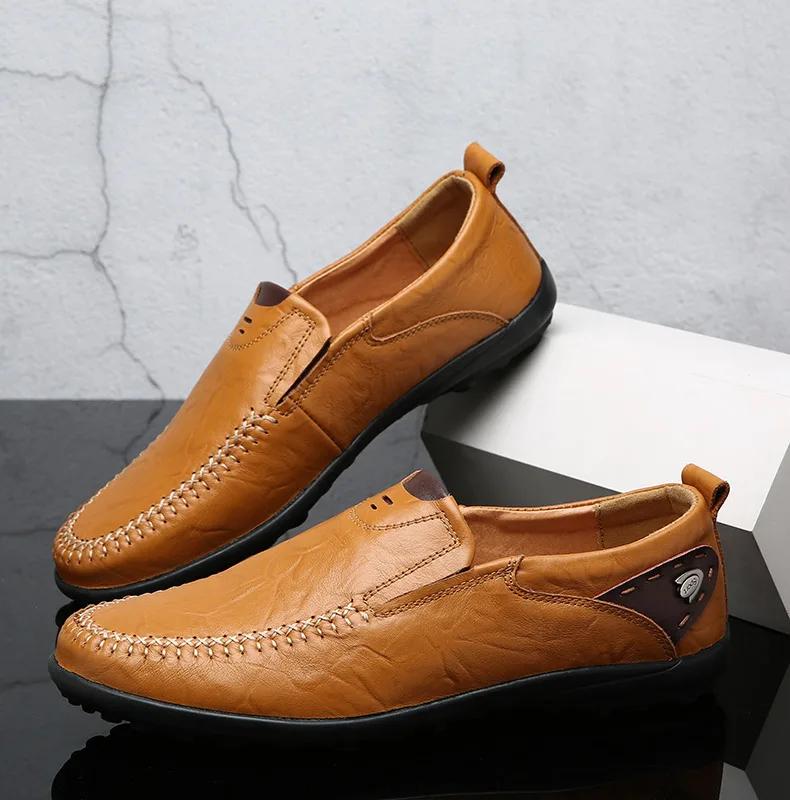 

Мужские кожаные весенние лоферы без шнуровки Business Casual Классические мягкие мокасины Hombre Дышащие туфли на плоской подошве для взрослых мужчин 37