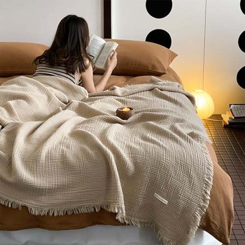 

VCGUDOE Марлевое одеяло, Односпальное, Летнее одеяло, 100% Хлопок, 4-слойная марля, Натуральный хлопок, Влагоотводящее, Быстросохнущее, Дышащее, Легкое, Так