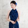 1011 national style blue retro sleeveless Chinese style improved summer new Suzhou cheongsam temperament high-end dress