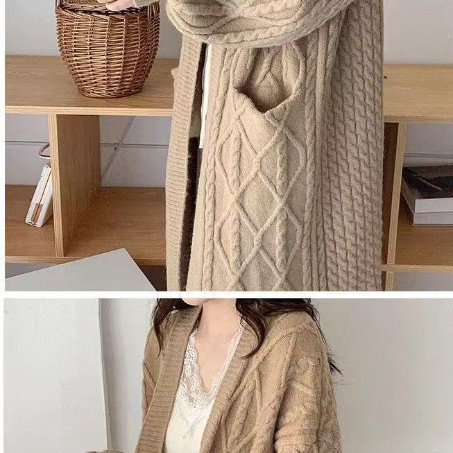 Plus Size Loose Knit Cardigan for Women - Korean Style Long Sweater Coat for Autumn/Winter