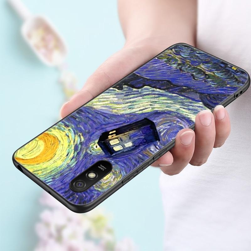 Custodia Tardis Box Doctor Who Van Gogh Per Xiaomi Redmi Note 11 10 9 8 Pro 11T 10T 10S 9S 8T 9 9A 9C 9T Cover Nera Coque Funda