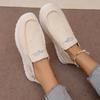 Canvas Slip-On Flats, Frayed Cut Collar Trim, Daisy Vine Stitch Graphic Diamond Lattice White Outsole Commute Lifestyle Shoes