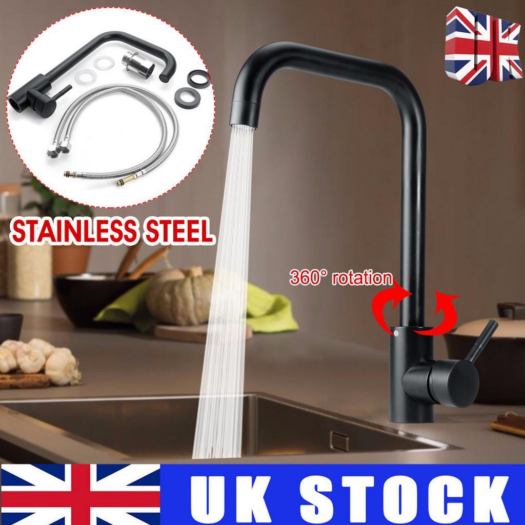 Black Stainless Steel Kitchen Faucet Kitchen Sink Water Tap Black Hot and Cold Single Handle Tap 360 Rotation Kitchen Shower Faucet New