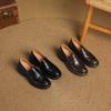 Krazing Pot Sheepskin Autumn Winter Shoes Slip on Chunky Heels Oxford Shoes Size 43 Round Toe Deep Mouth Waterproof Pumps